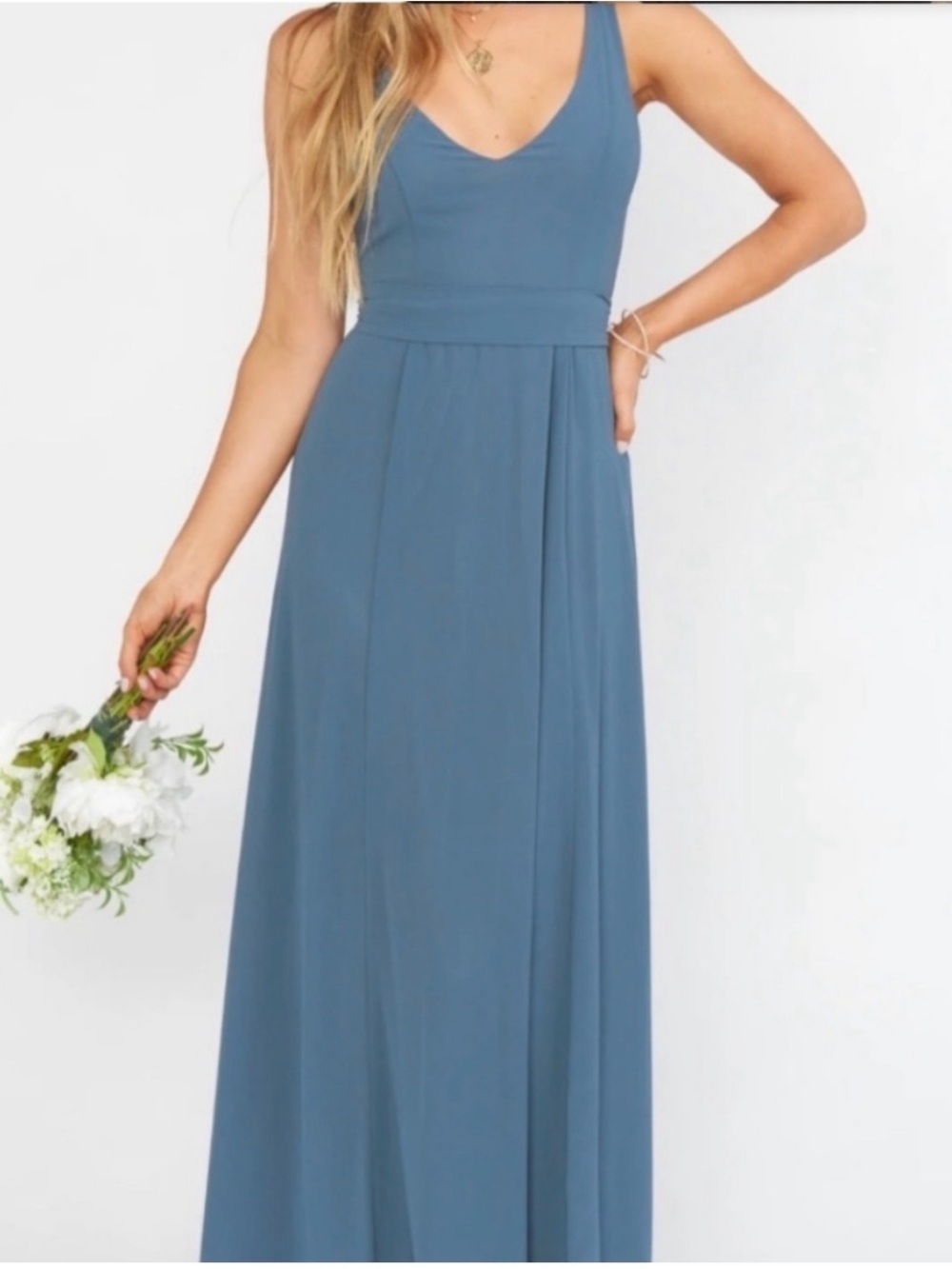 Show Me Your Mumu Jenn Maxi Slate Gray Bridal Wedding Bridesmaid Dress Large